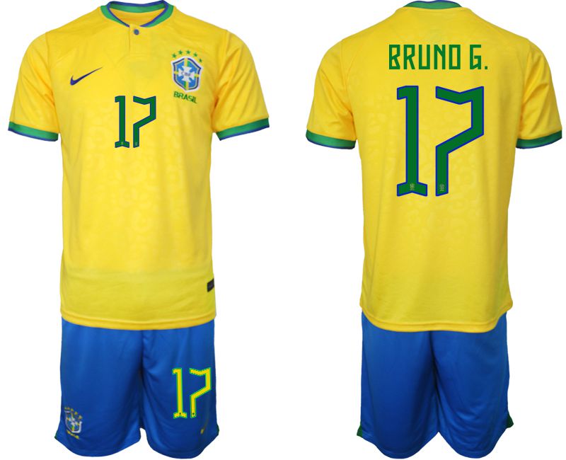 Men 2022 World Cup National Team Brazil home yellow #17 Soccer Jerseys